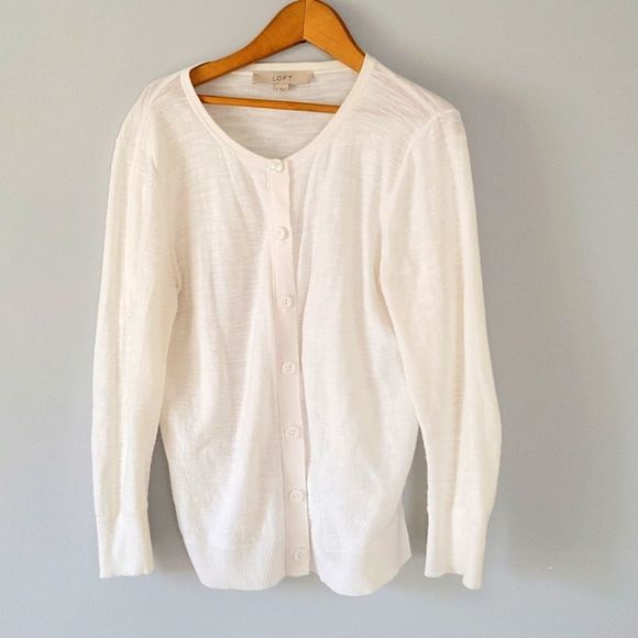LOFT Sweaters - Loft 100% Cotton White Sweater Sz S
